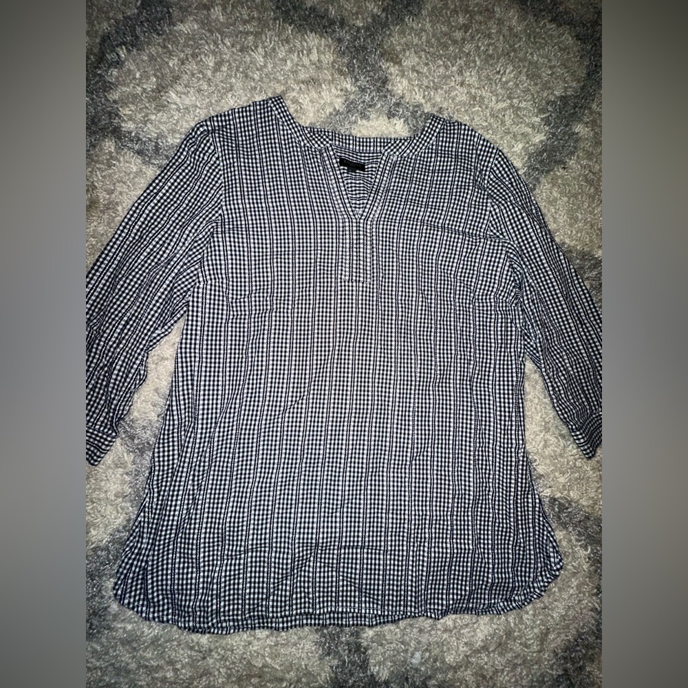 Talbots Black and White Gingham Blouse